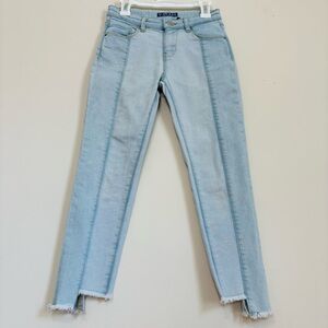 Guess big girls two tone denim blue high low raw hem preppy jeans